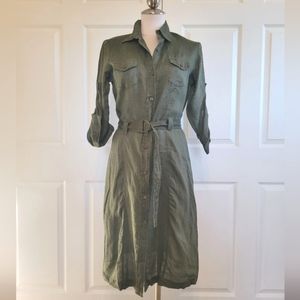 Zara Linen Belted Shirt Dress